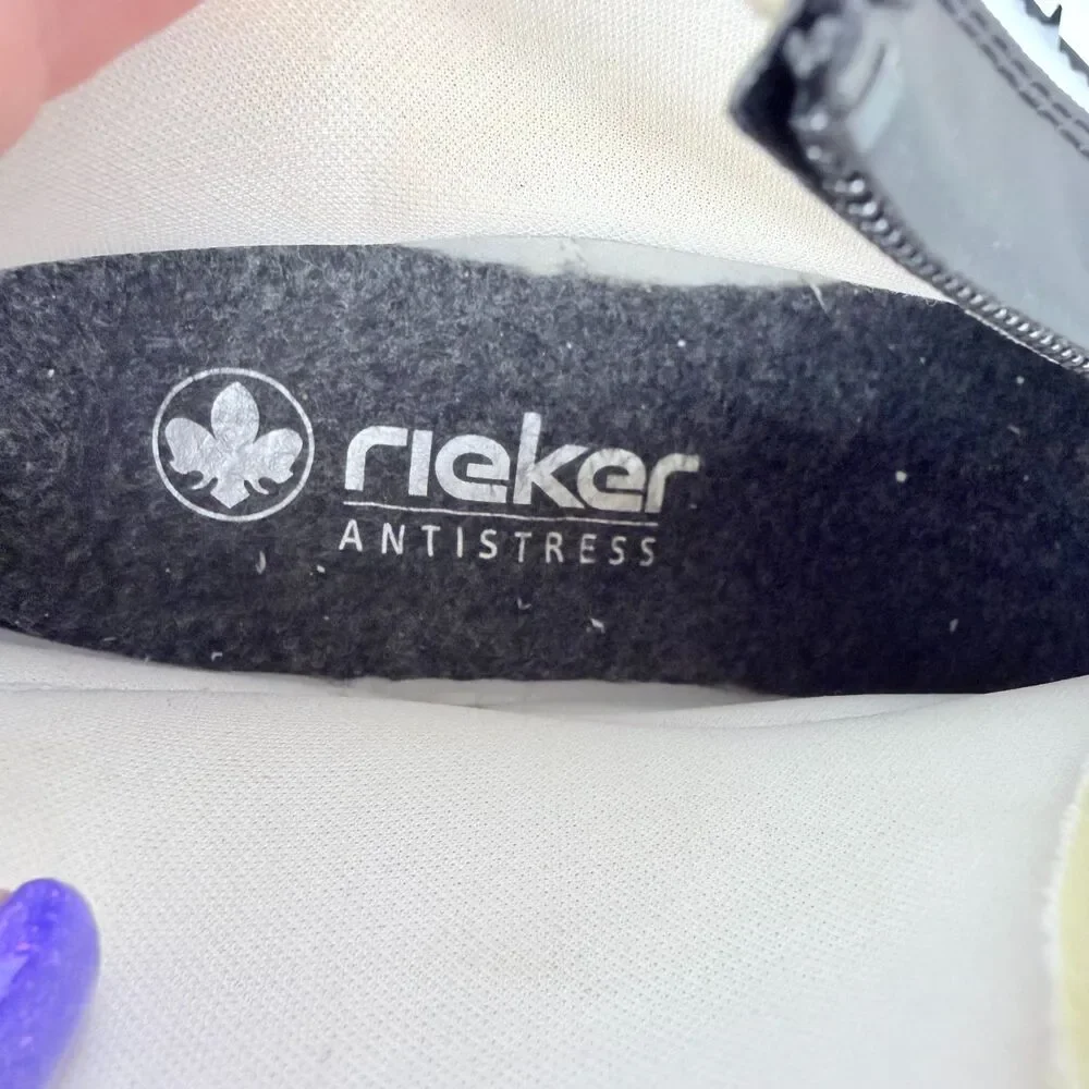Rieker Neoprene Suede Front Zip Pull On Womens Sneakers Beige US 8